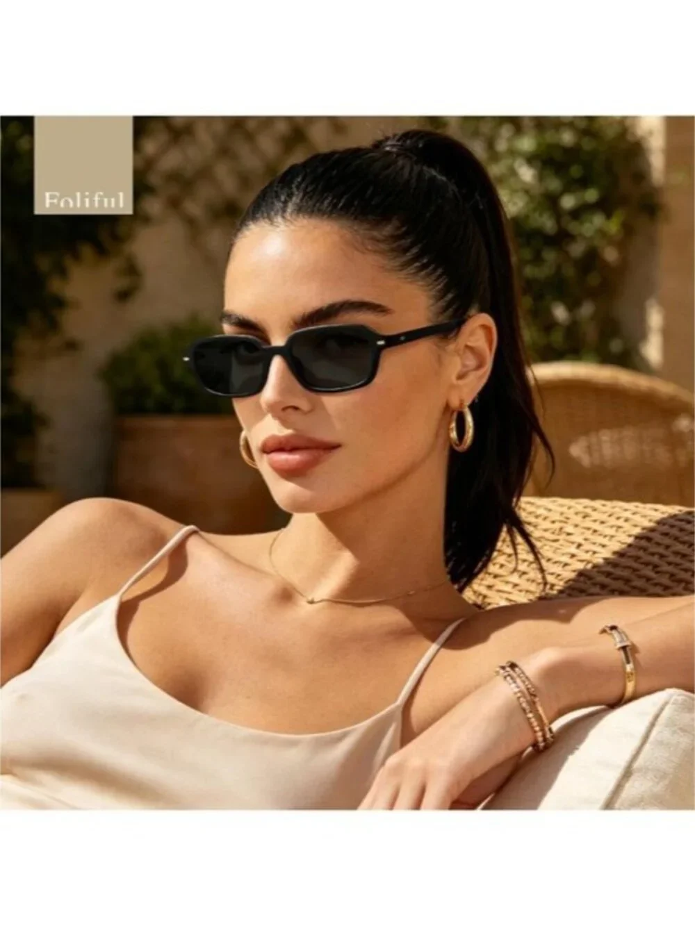 Polarized Rectangle Sunglasses Vintage Small Square Retro Frame UV400 Protection
